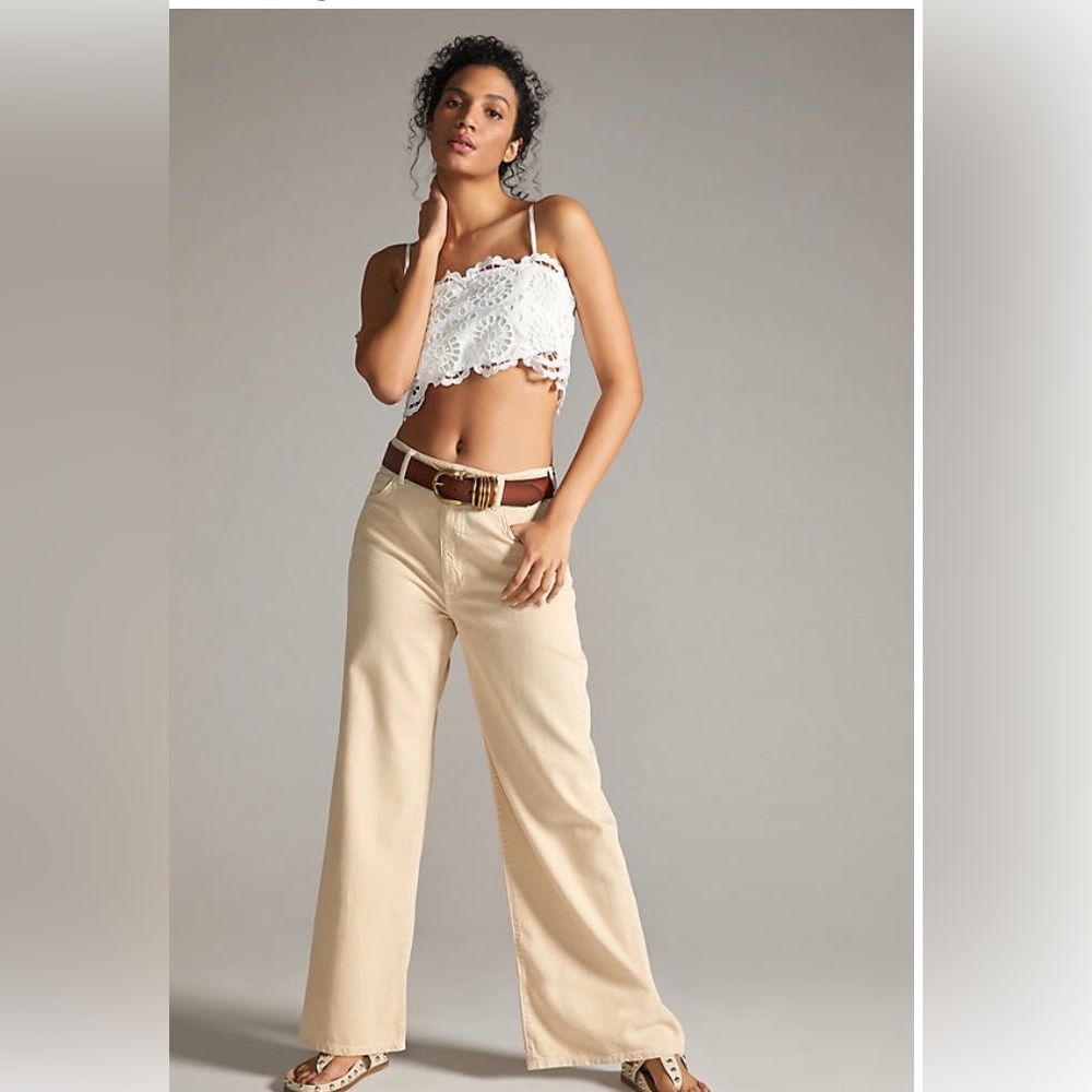 New Pilcro Anthropologie Annie Beige Wide Leg Jeans 28T